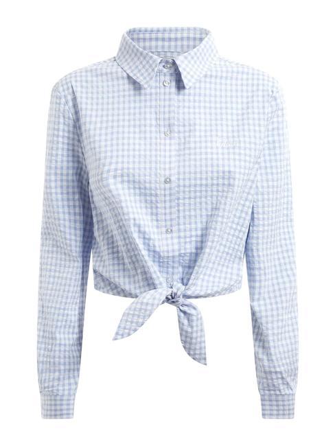 GUESS FADWA Camisa de manga larga con lazo guinga azul serenidad - Camisas