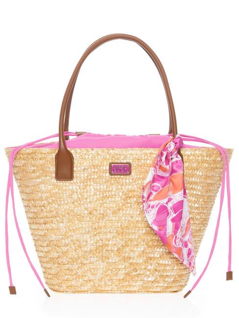 MANDARINA DUCK SEASHELL STRAW Bolsa de hombro burbuja rosa - Bolsos Mujer