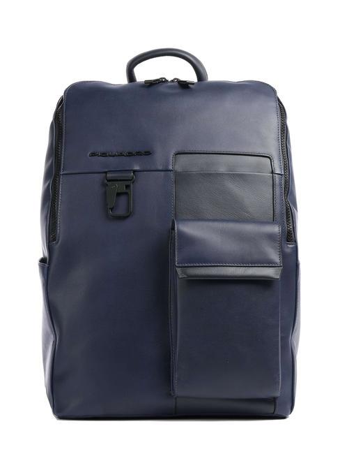PIQUADRO FINN Mochila para portátil de 14", en piel azul - Mochilas para portátil