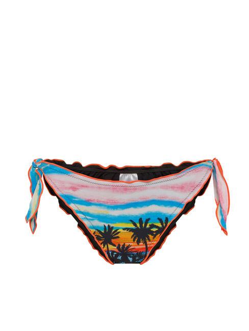 SUN68 PRINT Braguita de bikini rizada con lazos turquesa/negro - Bañadores de mujer