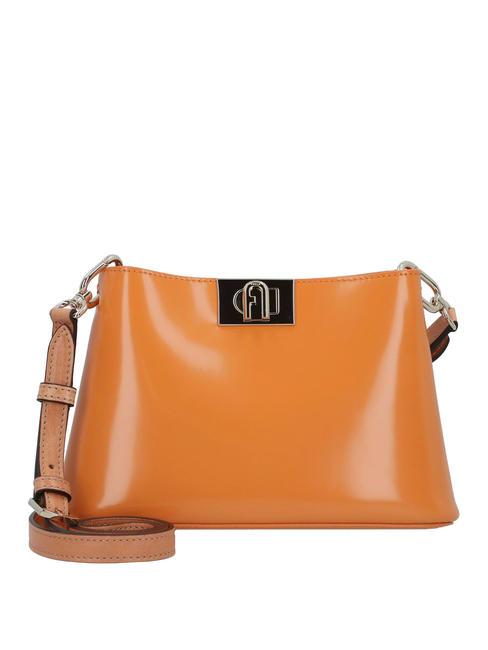 FURLA FLEUR Bolso bandolera pequeño de piel de becerro mermelada - Bolsos Mujer