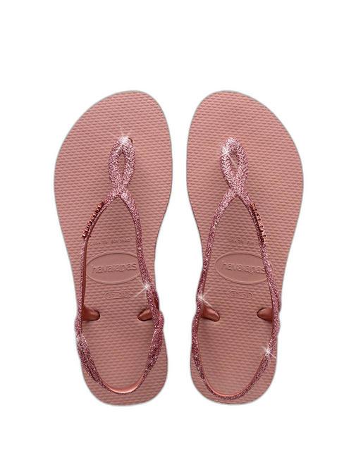 HAVAIANAS LUNA SPARKLE sandalias flip flop CROCO / ROSA - Zapatos Mujer
