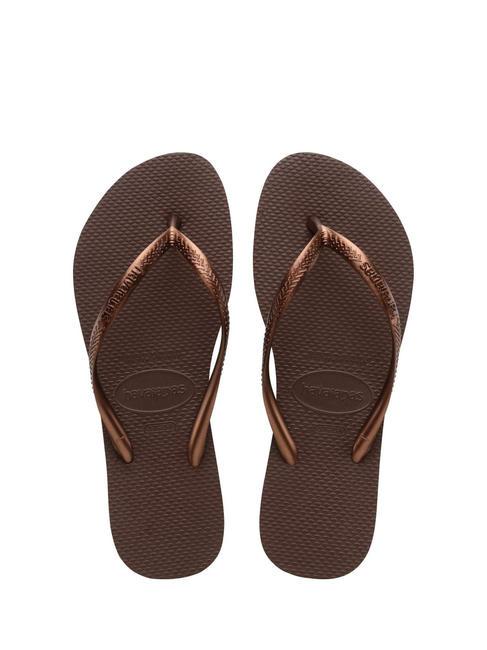 HAVAIANAS Chanclas SLIM marrón oscuro/metalizado - Zapatos Mujer