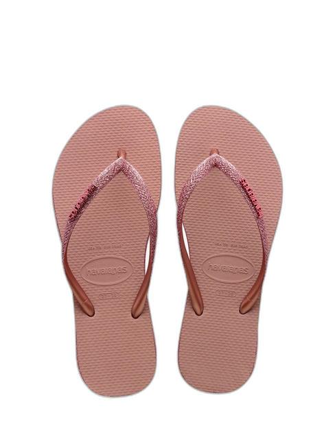 HAVAIANAS SLIM SPARKLE II Chancletas rosa azafrán/rubor dorado - Zapatos Mujer