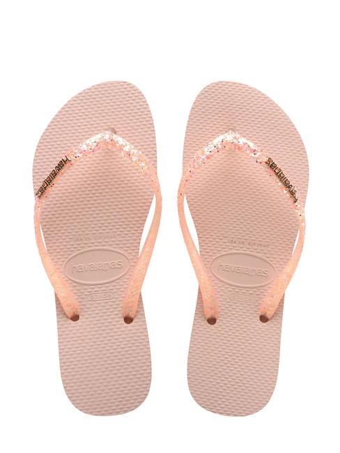 HAVAIANAS SLIM GLITTER FLOURISH Chanclas de goma rosa macarrón - Zapatos Mujer