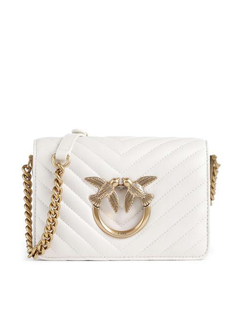 PINKO LOVE CLICK MINI Bolso de napa acolchada blanco seda-oro antiguo - Bolsos Mujer