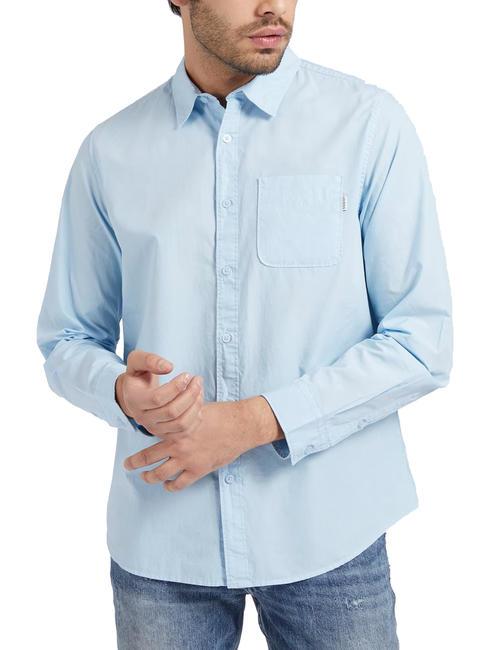 GUESS SUNSET Camisa de algodón elástico vía aérea azul - Camisas de hombre