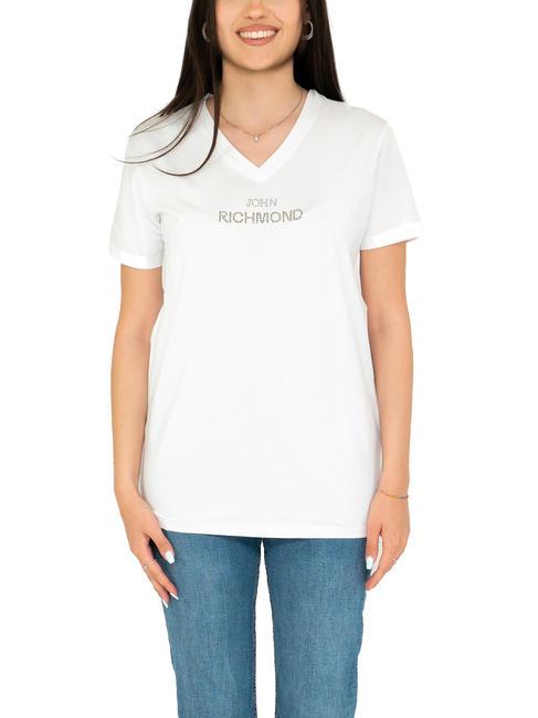 JOHN RICHMOND RONDON Camiseta de algodón con pedrería blanco - camiseta