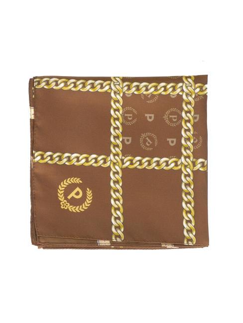 POLLINI TWILL CHAIN Pañuelo estampado marrón y dorado - Bufandas