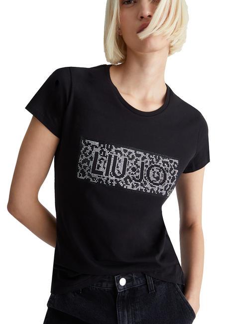 LIUJO MODA Camiseta con logo de lentejuelas nero macula liujo - camiseta