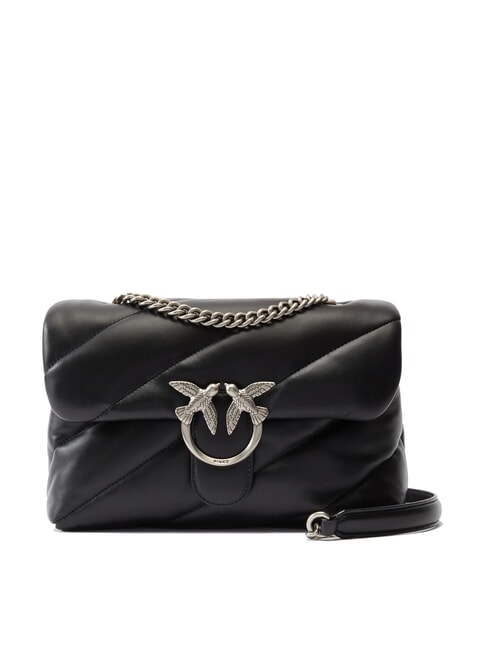 PINKO CLASSIC LOVE PUFF Bolso de napa negro-plata vieja - Bolsos Mujer