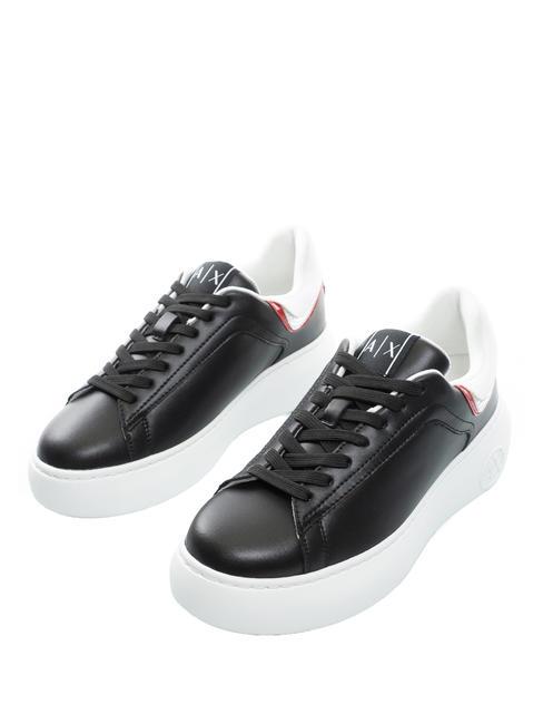 ARMANI EXCHANGE A|X Zapatillas de cuero negro+rojo+op.blanco - Zapatos Mujer