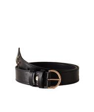 BORBONESE QUARTER Cintur&oacute;n de piel con hebilla redonda negro - Cinturones - 1