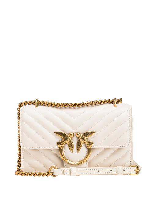 PINKO MINI LOVE BAG Una bolsa de chevron blanco seda-oro antiguo - Bolsos Mujer