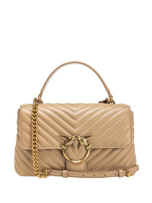 PINKO CLASSIC LADY LOVE BAG bolsa de chevrón galleta de jengibre-oro antiguo - Bolsos Mujer