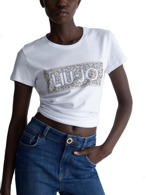 LIUJO MODA Camiseta con logo de lentejuelas mácula blanca liujo - camiseta
