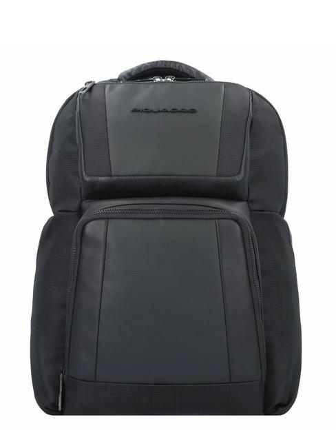 PIQUADRO WALLABY Mochila de piel y tela, soporte para pc de 14" negro - Mochilas para portátil