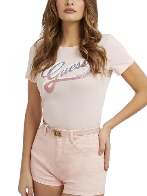 GUESS SHADED Camiseta de algodón con cuello redondo calma rosa - camiseta