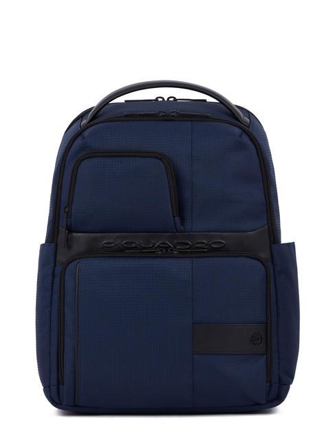 PIQUADRO WOLLEM Mochila de piel y tela, soporte para portátil de 14" azul - Mochilas para portátil