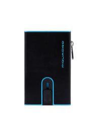 PIQUADRO BLUE SQUARE Cartera de piel con sistema corredero negro - Carteras Hombre - 1