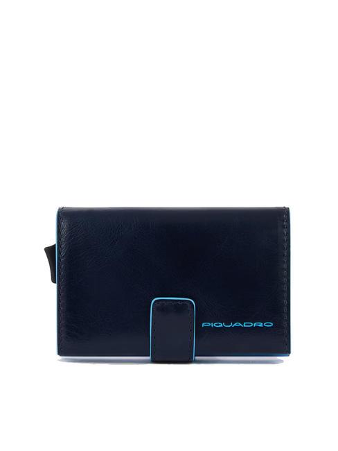 PIQUADRO BLUE SQUARE Tarjetero de piel y metal azul - Carteras Hombre
