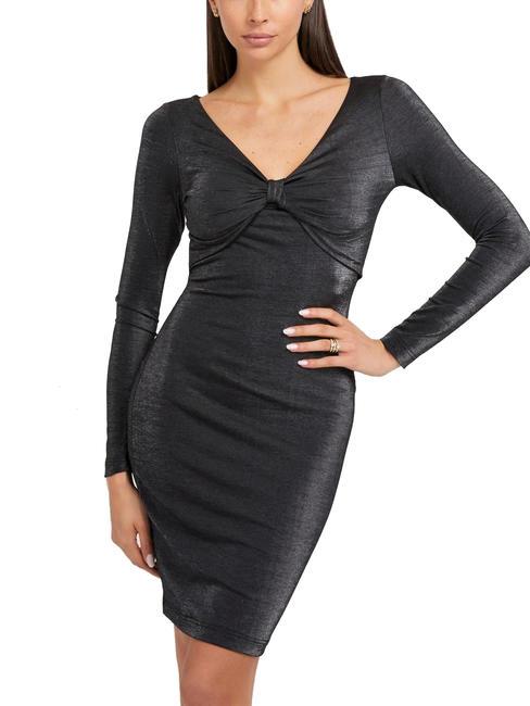GUESS CLOTILDE Vestido efecto lúrex papel de aluminio negro - Ropa de mujer