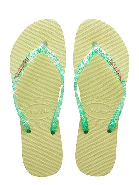 HAVAIANAS SLIM GLITTER FLOURISH Chanclas de goma jardín verde - Zapatos Mujer
