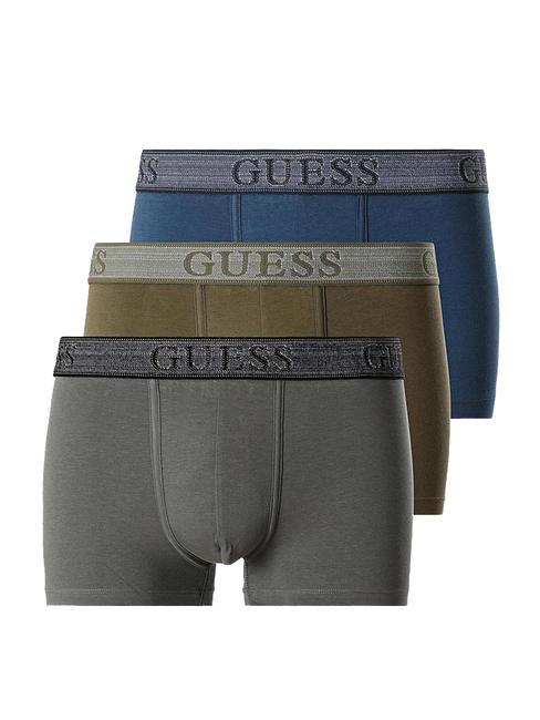 GUESS JOE Conjunto de 3 boxers azul oliva y gris - Calzoncillos de hombre