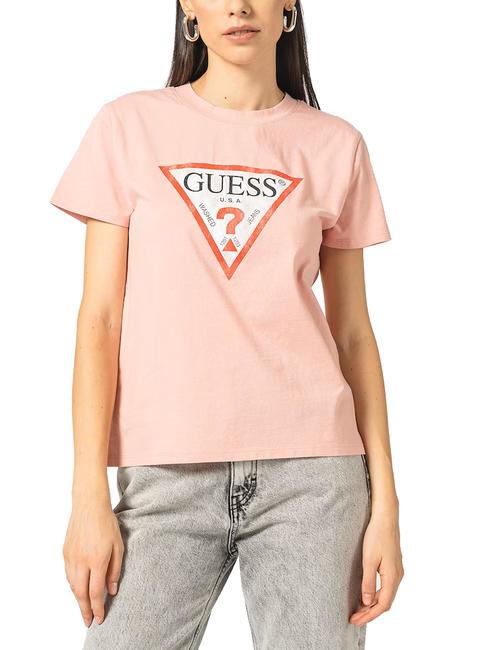 GUESS CLASSIC FIT LOGO camiseta con logo rosa suave - camiseta