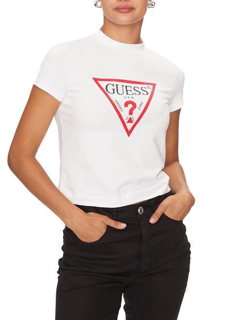 GUESS TRIANGLE STRASS Camiseta con tachuelas purwhite - camiseta