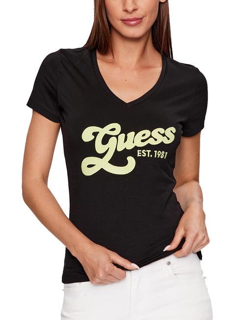 GUESS LOGO SUEDE Camiseta con logo insertado jetbla - camiseta