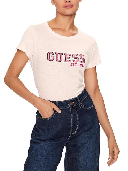 GUESS COLLEGE Camiseta con logo insertado rosa de bajo perfil - camiseta