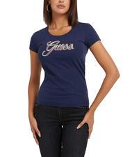 GUESS SCRIPT Camiseta con escritura brillante azul ennegrecido - camiseta - 1
