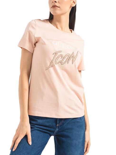 GUESS ICON camiseta con lentejuelas muñeca rosa - camiseta