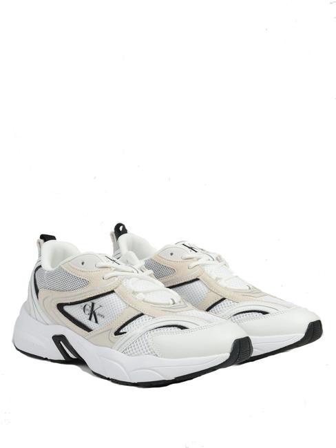 CALVIN KLEIN CK JEANS Retro Tennis Zapatillas de piel blanco brillante/negro - Zapatos Hombre