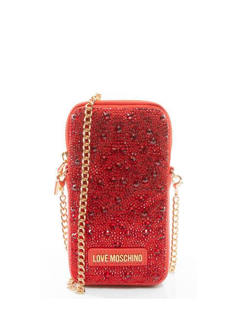 LOVE MOSCHINO HOTFIX bolso de mano para iPhone con correa para el hombro rojo - Bolsos Mujer