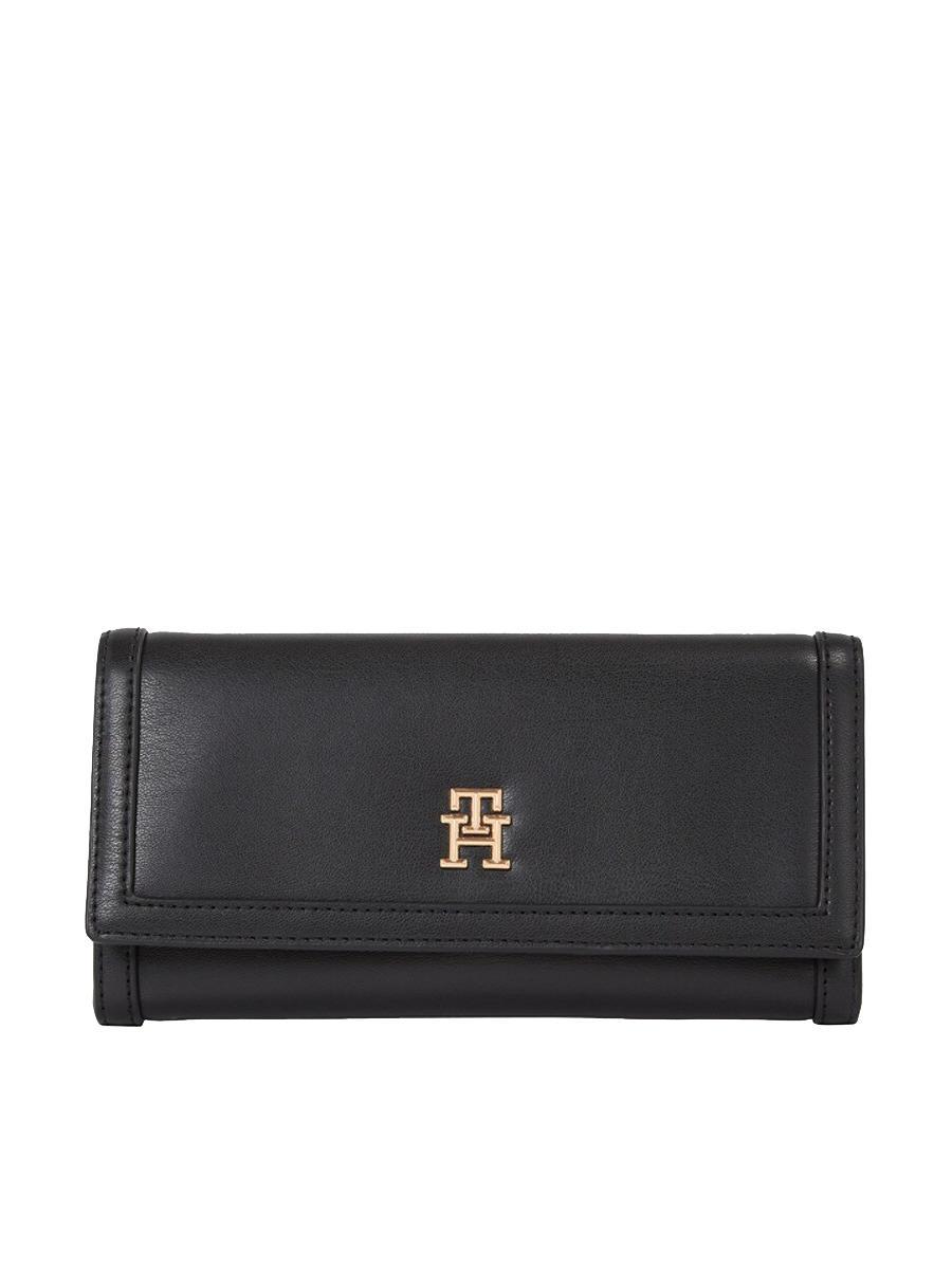 Tommy Hilfiger Th Compact Cartera Grande Con Solapa Negro