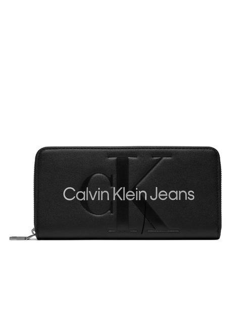 CALVIN KLEIN LETTERING LOGO   logotipo negro/metálico - Carteras Mujer