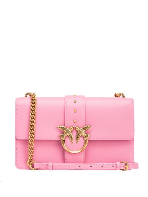 PINKO CLASSIC LOVE BAG Una simple bolsa rosa marino-oro antiguo - Bolsos Mujer