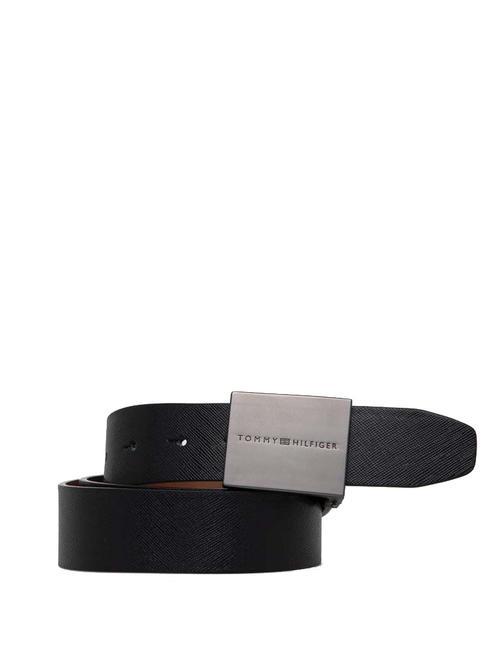 TOMMY HILFIGER PLAQUE BUCKLE Cinturón de piel reversible negro / coñac - Cinturones