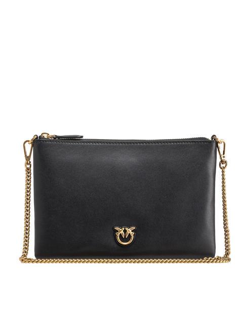 PINKO FLAT CLASSIC Bolso de mano con bandolera de cadena negro-oro antiguo - Bolsos Mujer