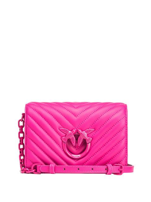 PINKO LOVE CLICK CHEVRON Bolso bandolera mini de piel color rosa rosado-bloque - Bolsos Mujer