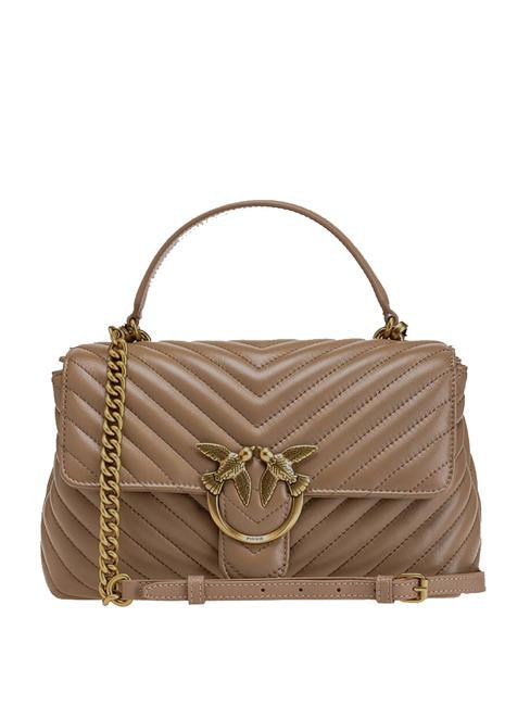 PINKO CLASSIC LADY LOVE BAG bolsa de chevrón marrón - león-oro antiguo - Bolsos Mujer