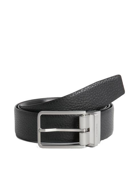 CALVIN KLEIN SLIM FRAME Cinturón reversible y ajustable. guijarro negro/negro liso - Cinturones