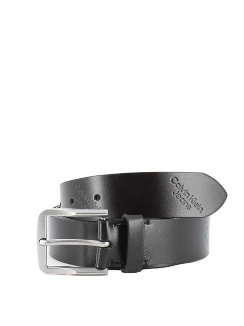 CALVIN KLEIN CK JEANS FLAT Cinturón de piel fabricado en Italia. logotipo en toda la prenda - Cinturones
