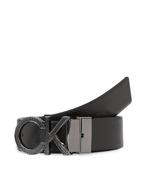 CALVIN KLEIN CK METAL Cinturón de piel reversible negro liso/textura - Cinturones