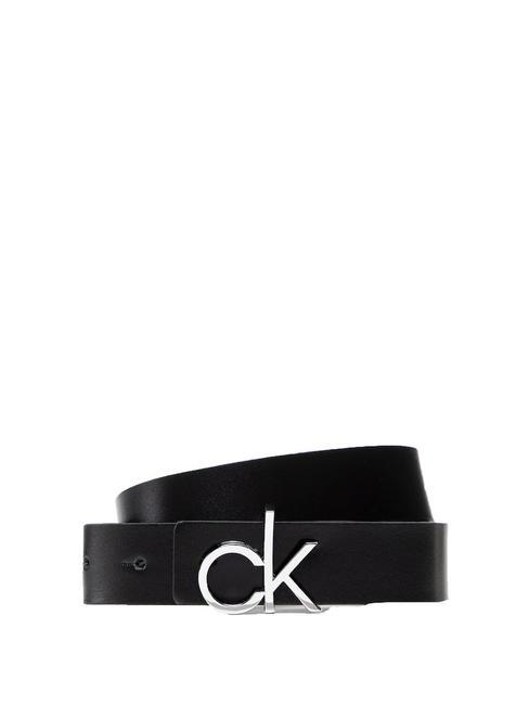CALVIN KLEIN RE-LOCK Cinturón de piel reversible ck negro/ oscuro crudo - Cinturones