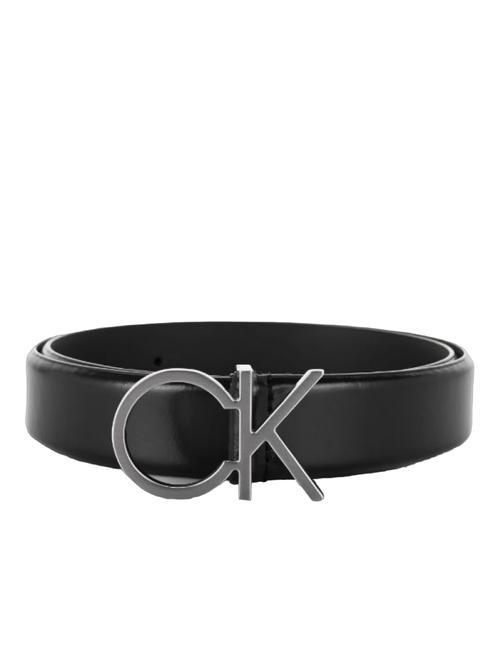 CALVIN KLEIN RE-LOCK CK Logo Cinturón de cuero negro - Cinturones