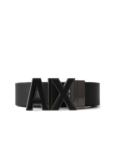 ARMANI EXCHANGE REVERSIBLE LOGO Cinturón de piel de doble cara. negro / gris - Cinturones