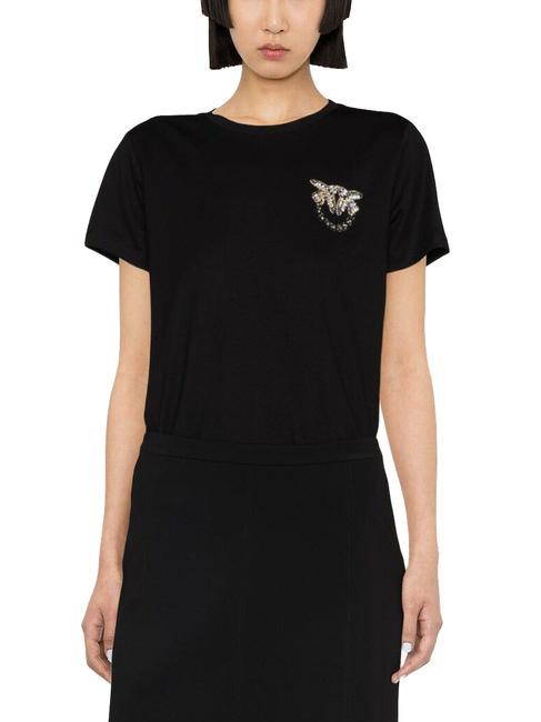 PINKO NAMBRONE Camiseta con aplicación joya limusina negra - camiseta